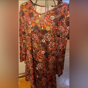 Floral Peace Sign Dress - Multicolor
